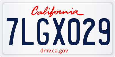 CA license plate 7LGX029