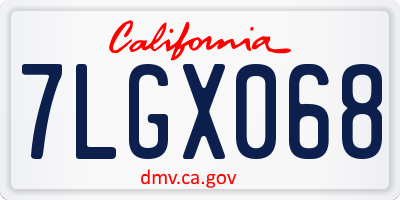 CA license plate 7LGX068