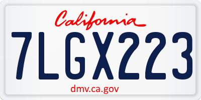 CA license plate 7LGX223