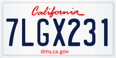 CA license plate 7LGX231