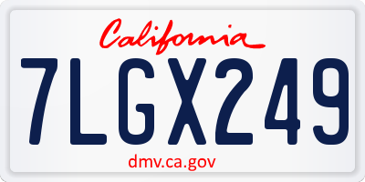 CA license plate 7LGX249