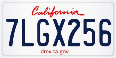 CA license plate 7LGX256