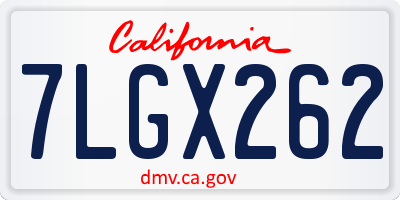 CA license plate 7LGX262