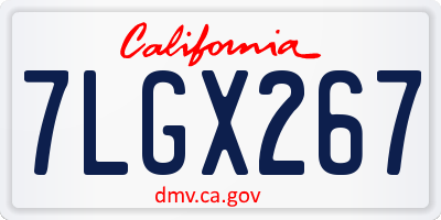 CA license plate 7LGX267