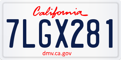 CA license plate 7LGX281