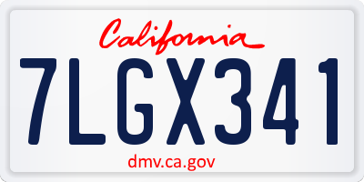 CA license plate 7LGX341