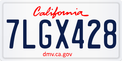 CA license plate 7LGX428