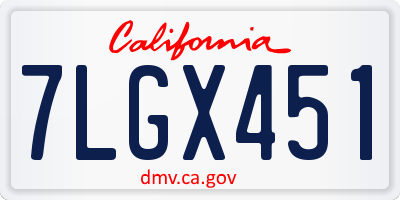 CA license plate 7LGX451