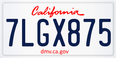 CA license plate 7LGX875