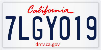 CA license plate 7LGY019