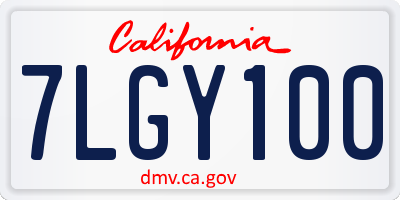 CA license plate 7LGY100