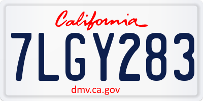 CA license plate 7LGY283