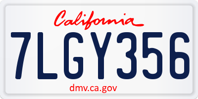 CA license plate 7LGY356