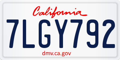 CA license plate 7LGY792