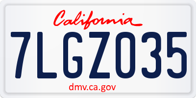 CA license plate 7LGZ035