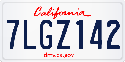 CA license plate 7LGZ142