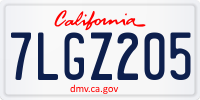CA license plate 7LGZ205