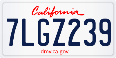 CA license plate 7LGZ239