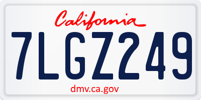 CA license plate 7LGZ249
