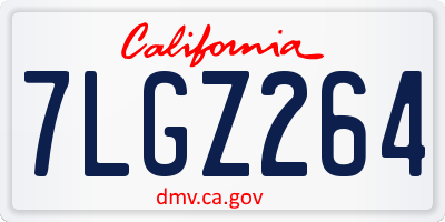 CA license plate 7LGZ264
