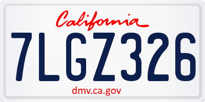 CA license plate 7LGZ326