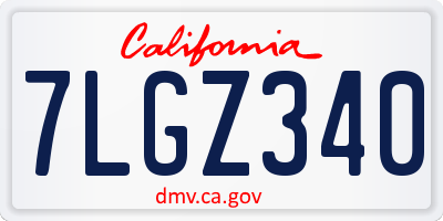 CA license plate 7LGZ340