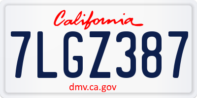 CA license plate 7LGZ387
