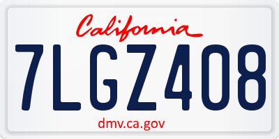 CA license plate 7LGZ408