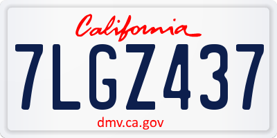 CA license plate 7LGZ437