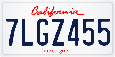 CA license plate 7LGZ455