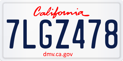 CA license plate 7LGZ478