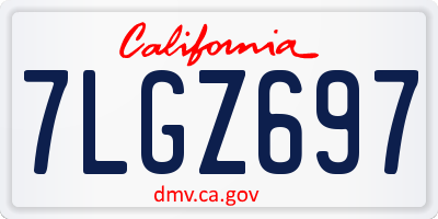 CA license plate 7LGZ697