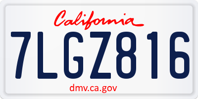 CA license plate 7LGZ816