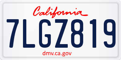 CA license plate 7LGZ819