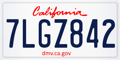 CA license plate 7LGZ842