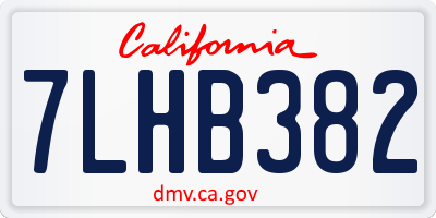 CA license plate 7LHB382