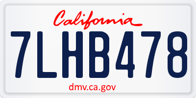 CA license plate 7LHB478
