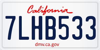 CA license plate 7LHB533