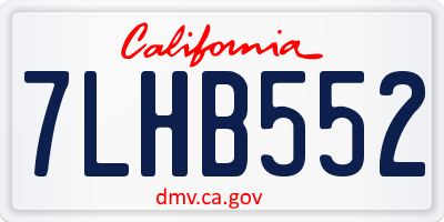 CA license plate 7LHB552