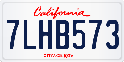 CA license plate 7LHB573