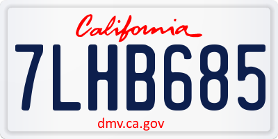 CA license plate 7LHB685