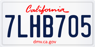 CA license plate 7LHB705