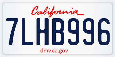 CA license plate 7LHB996