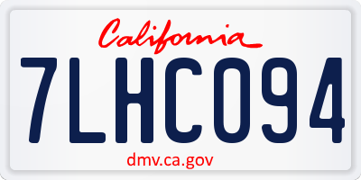 CA license plate 7LHC094