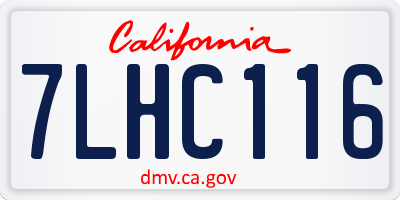 CA license plate 7LHC116