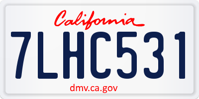 CA license plate 7LHC531