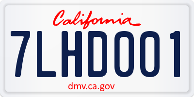 CA license plate 7LHD001