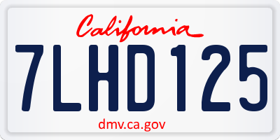 CA license plate 7LHD125