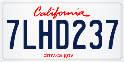 CA license plate 7LHD237