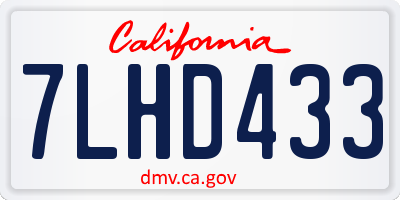 CA license plate 7LHD433